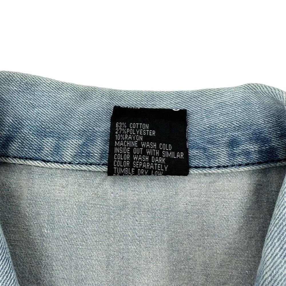 Southpole Mens Jean‎ Jacket Vest Denim American Flag Patch Distressed Blue Small